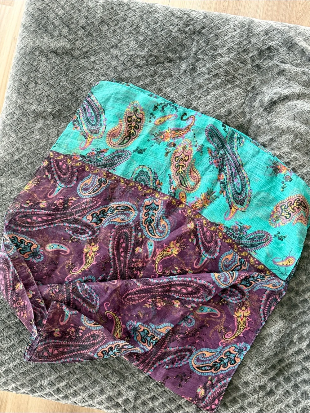 Boho Paisley Scarf in Purple & Teal